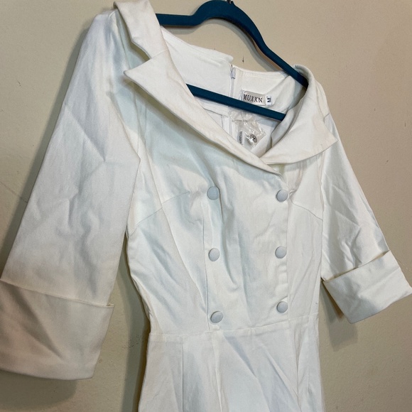 Stunning White vintage style pinup cocktail dress 50s 60s - Picture 5 of 13